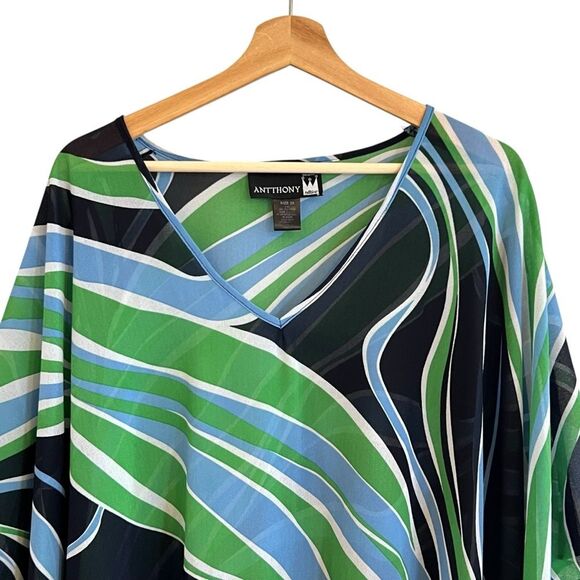 Anthony Originals Womens Oversized Kaftan Top Size 2X Loose Mature Flowy Artsy - Picture 2 of 6